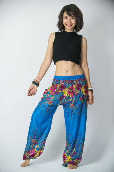 Floral Women's Harem Pants in Ocean Blue - Boho Bracelets